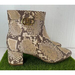 New NIB Ralph Lauren Wynne II Python Embossed Leather Block Heel